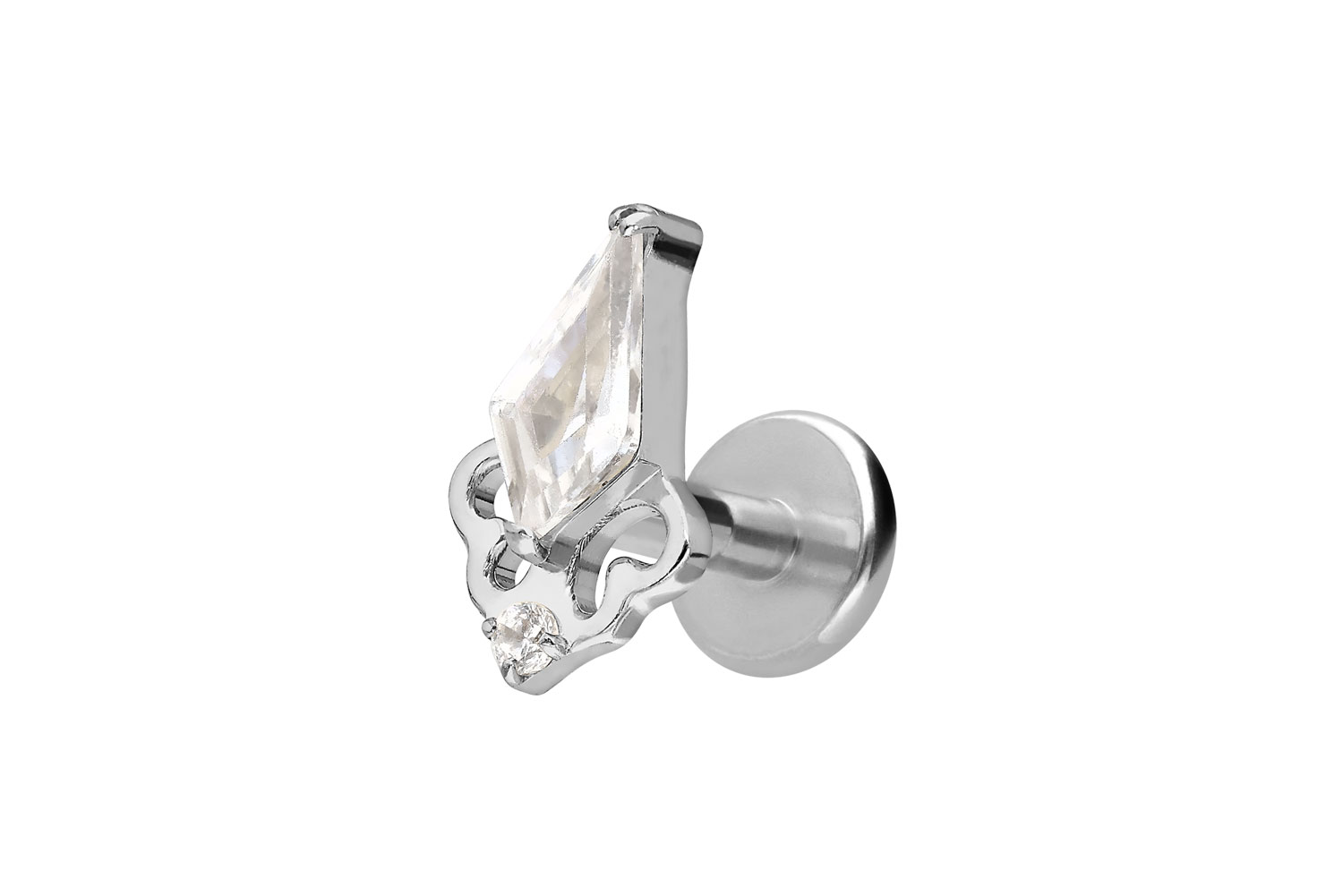 Titan Labret Piercing mit Innengewinde KRISTALLSCHILD